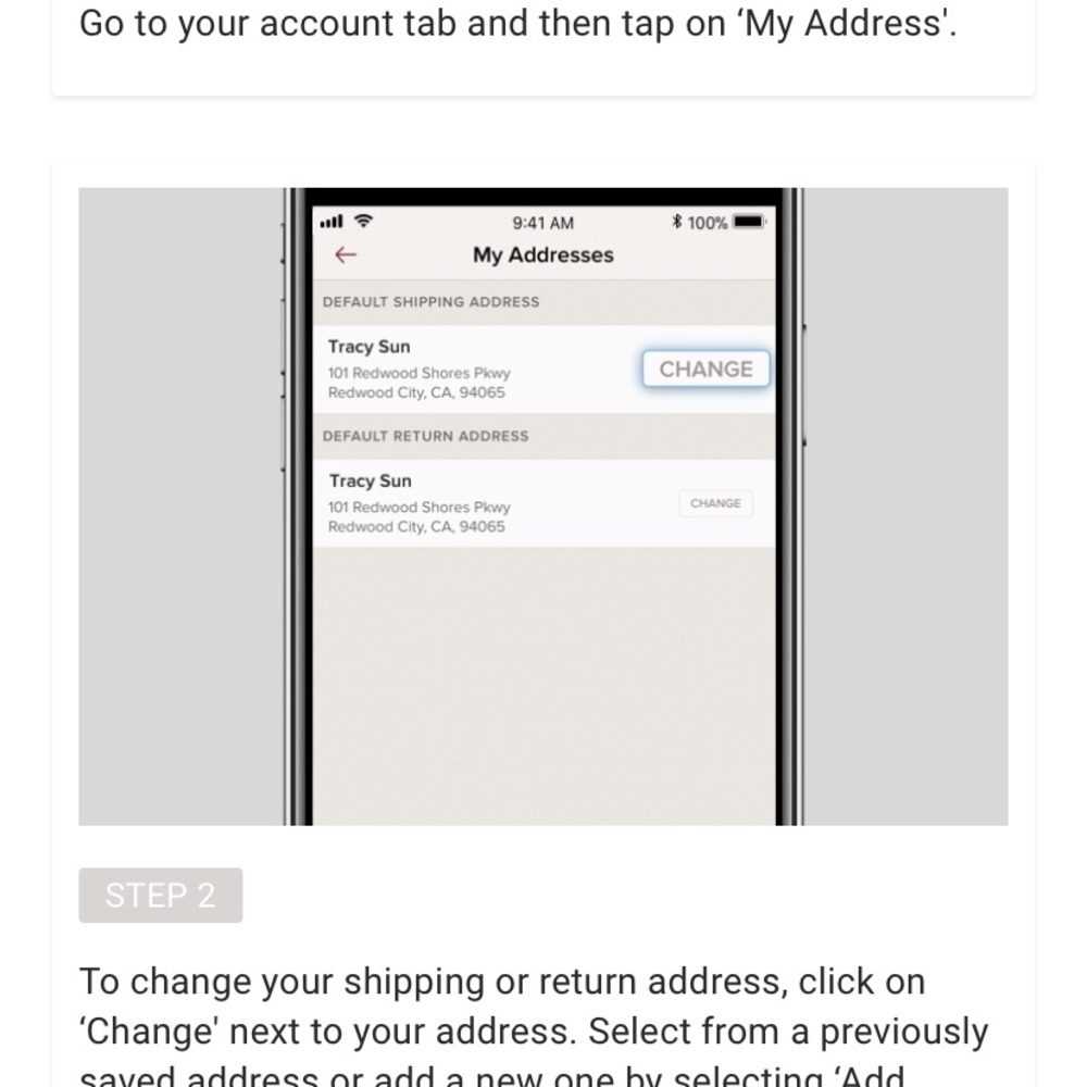 Changing address in Poshmark